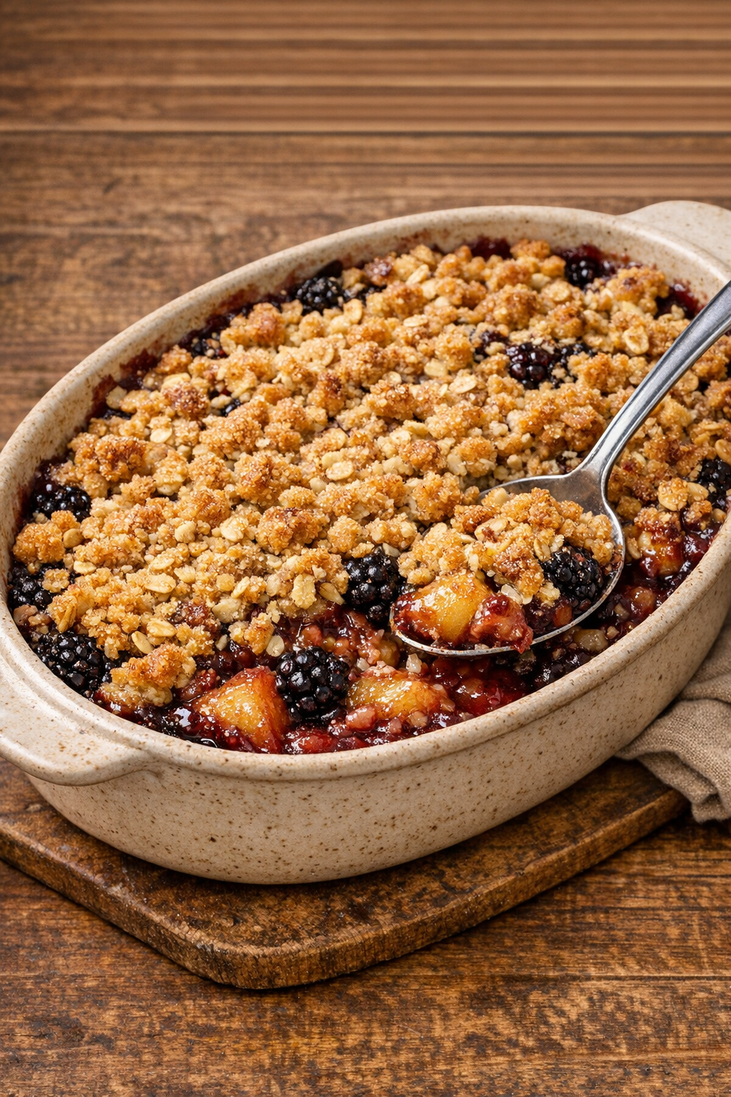 Apple & Blackberry Crumble with Oat Topping